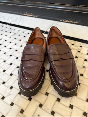 Franco Sarto Men's Burgundy Leather Penny Loafers